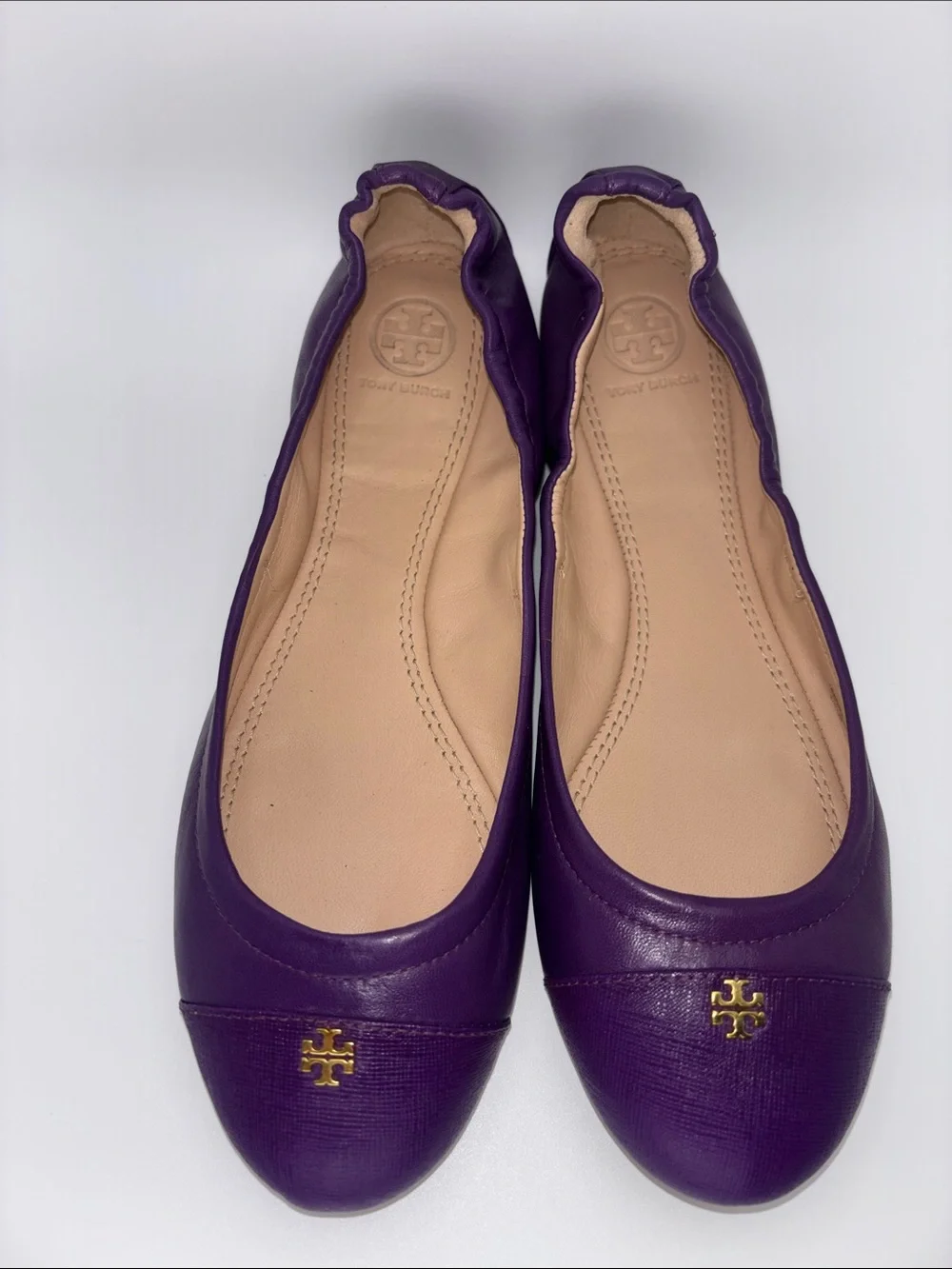Tory Burch Violetta Leather Logo Ballet Flats